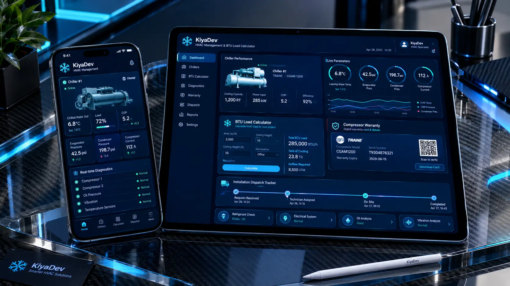 اپلیکیشن موبایل مدیریت نصابان تهویه مطبوع و سایت محاسبه آنلاین BTU داکت اسپلیت و چیلر