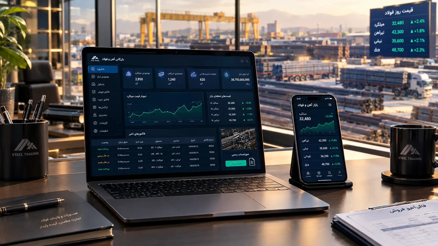 نرم افزار ویندوز حسابداری آهن آلات و اپلیکیشن موبایل مدیریت باسکول و تابلوی زنده قیمت
