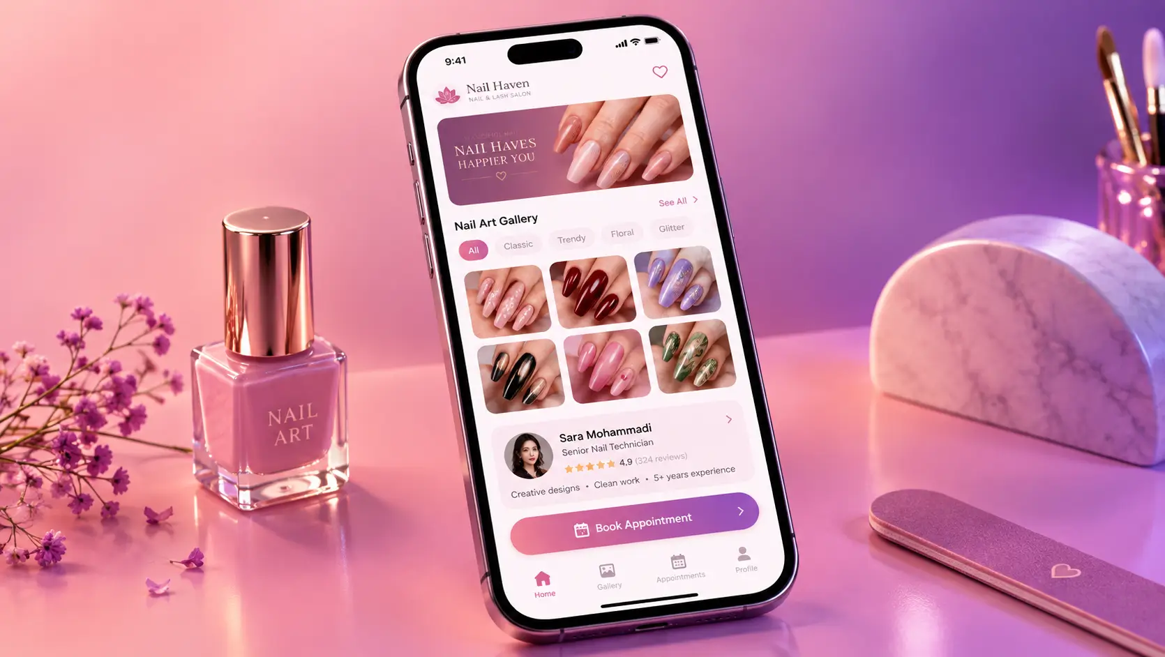 اپلیکیشن مدیریت سالن ناخن و اکستنشن مژه